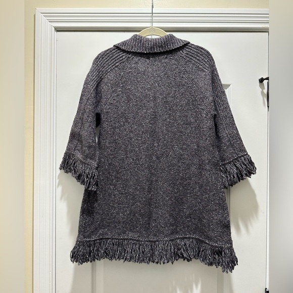 Marisa Christina Women's  Sweater Cardigan Fringe Gray Wool  Boho Large - Picture 7 of 8